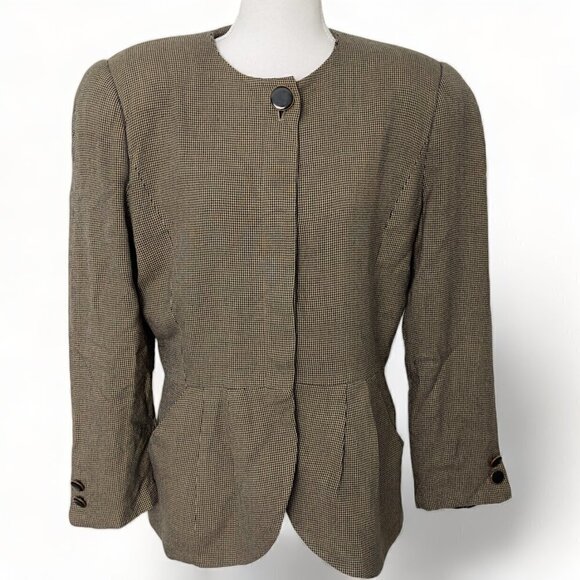 Kasper for ASL Vintage 80's Large Shoulder Pads Hidden Buttons Blazer (14) - Picture 1 of 14